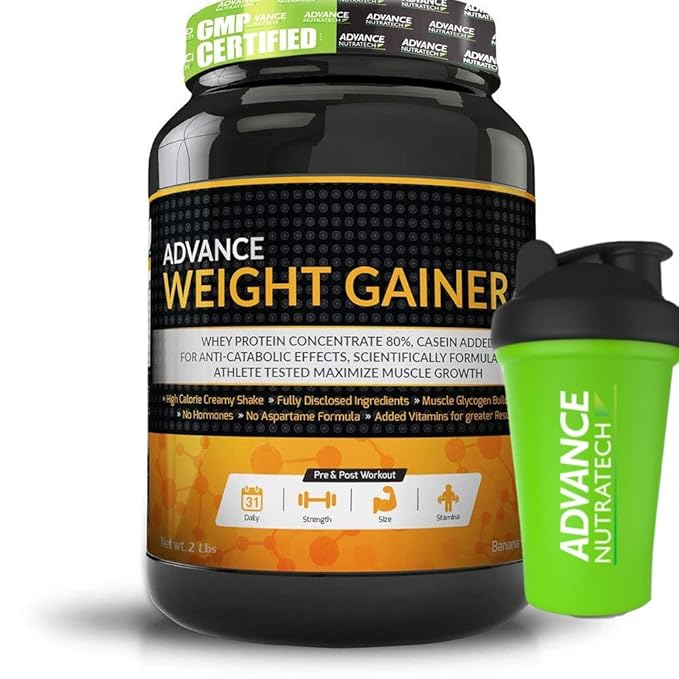 Advance Nutratech Weight Gainer Supplement Powder 2lbs Banana Free Shaker Amazon In Health Personal Care