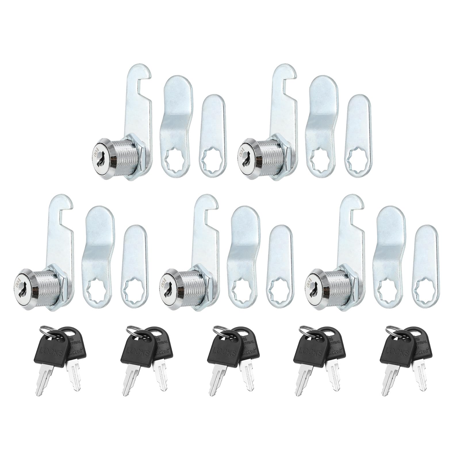 PATIKIL 3/4" Cam Lock with Keys, 5 Pack Zinc Alloy Keyed Different Cabinet Cam Lock Set RV Storage Lock for File Drawer Mailbox Toolbox, Silver Tone