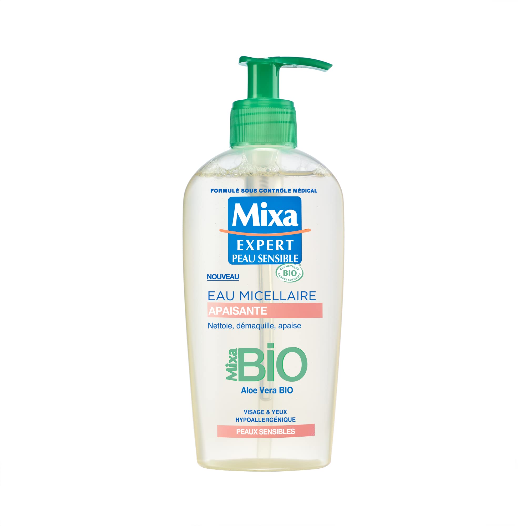 MIXA - Eau démaquillante - BIO Aloe vera et Glycérine - Pompe 200ml