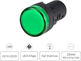 sourcing map 24V Green LED Indicator Light 22mm Panel Mount for Electrical view 5