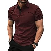 DEEX Men's Polo Shirts Short Sleeve 2025 Casual Polo T Shirt Color Block Slim Fit Summer Collared Golf Shirts