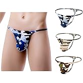 3 Pack Stunning Camo Men's Thong - Low Waist Camouflage G-String, Ultra-Slim Strap Breathable Comfort Underwear
