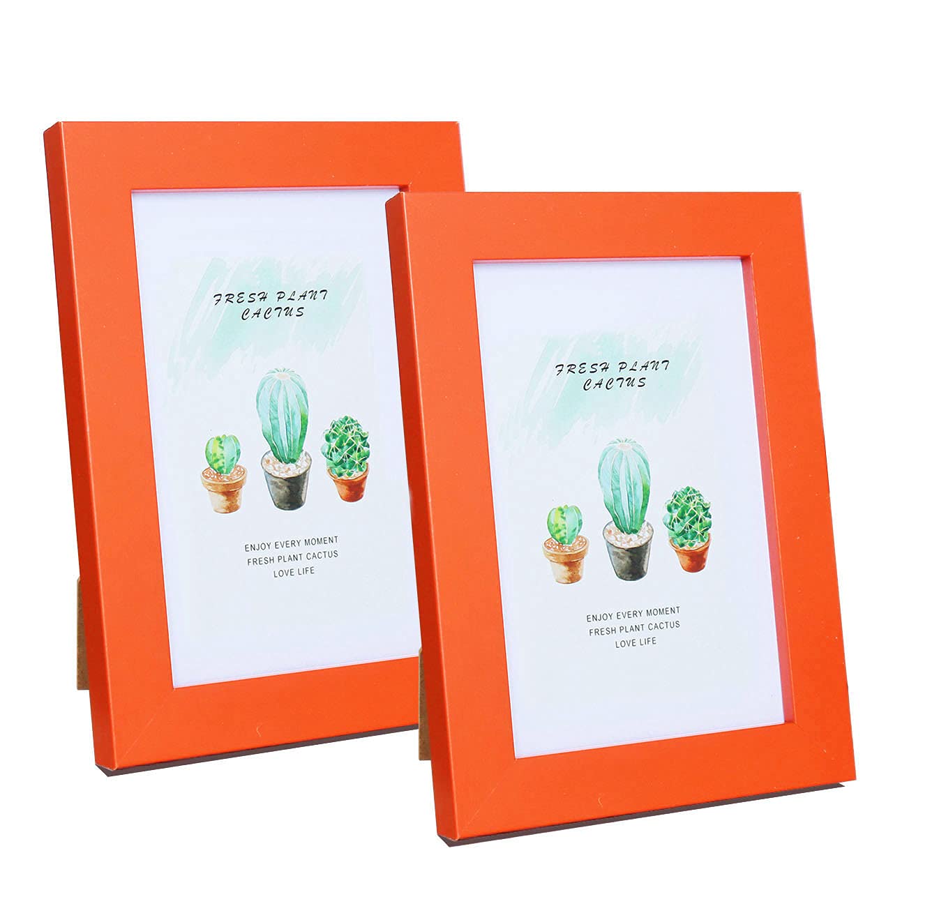 Mochose 2 Pack Orange MDF 6x4 inch Photo Frame, Modern Style, Shatter-Resistant Plexiglass, Tabletop & Wall Mount