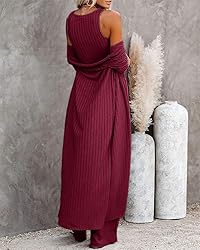 Fessceruna Womens 3 Piece Lounge Sets Pajamas Knit