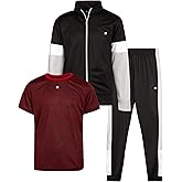 RBX Boys Sweatpants Set - 3 Piece Tricot Boys Joggers T Shirt and Zip Up Kids Sweatshirts Activewear Athletic Sets (8-12)