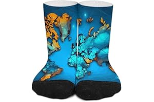 DMHVGEW World Map Socks for Women Men Cotton Sock Breathable Boot Sock Warm Stockings Thin Casual Long Socks for Hiking Work 