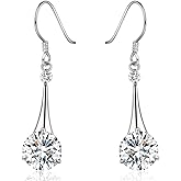 SBLING Cubic Zirconia Teardrop Earrings, Diamond Drop Earrings, Wedding Earrings for Brides Bridesmaids, Bridal Dangle Earrings, Crystal Drop earrings for Women Jewelry Gifts