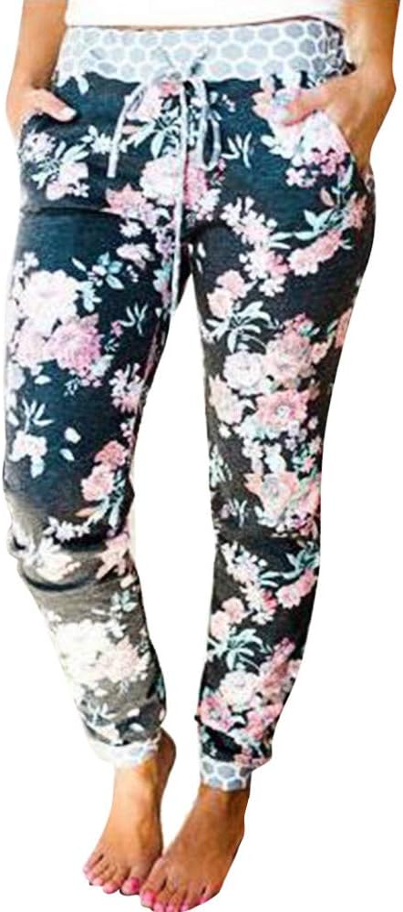 Women Pants, Staresen Women Casual New Fashion Floral Prints Women Elegant Drawstring Leggings Pants Ladies Casual Print Pocket Pants Ladies Summer Homely Pants