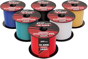 GS Power 600ft CCA 18 Gauge Wire Automotive, 100ft Spool-6 Colors, 18 AWG 12v, Speaker Electrical Wire Low Voltage Primary for Car Stereo Audio Trailer Harness Hookup Wiring LED Light DIY
