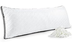 Rainmr Shredded Memory Foam Full Body Pillow, Long Hugging Bed Pillows for Adults, Breathable Extra-Firm Large Pillow for Side Sleep, Big Support Body Pillow for Sleeping (20 x 54 Inches)