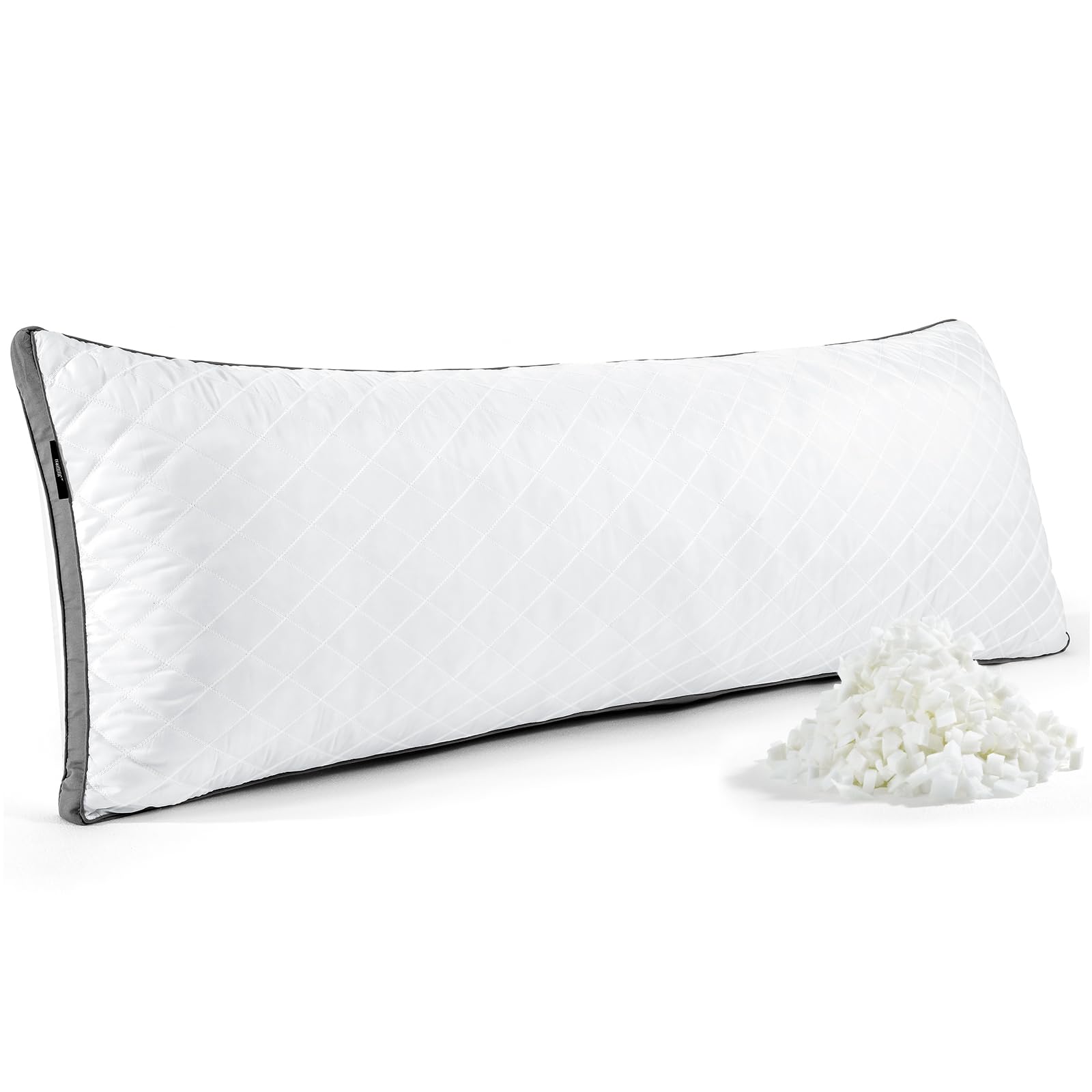 Photo 1 of Rainmr Shredded Memory Foam Full Body Pillow, Long Hugging Bed Pillows for Adults, Breathable Extra-Firm Large Pillow for Side Sleep, Big Support Body Pillow for Sleeping (20 x 54 Inches)