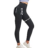 Curvphilo Compression Leggings Three Waist Pockets Butt Lifting Tummy Control Stretchy Shapewear Yoga Pants
