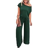 KIRUNDO Womens Jumpsuit 2026 Casual Summer Loose One Piece Off Shoulder Elastic Waist Wide Leg Long Romper with Pockets