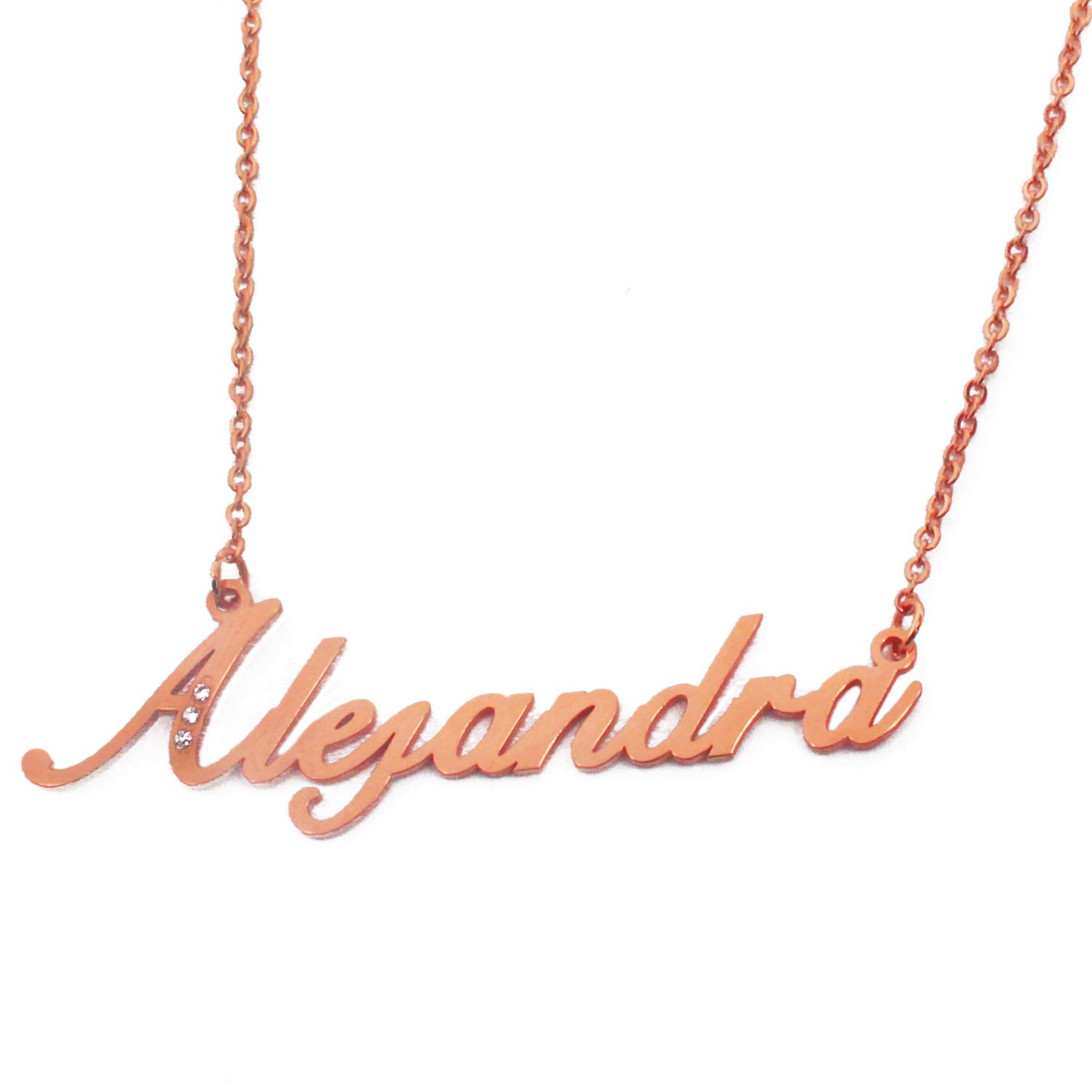 Kigu Alejandra Personalised Name Necklace - 18ct Rose Gold Plated - Custom Jewellery - Incl Gift Packaging