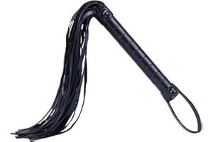 ARIGATOY Handcrafted 15.7" All-Black Horse Whip with Braided Handle, Soft PU Leather Training Crop for Beginners, Lightweight
