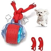 Mdupw Interactive Dog Toy, Electric Dog Toy with Random Movement Trajectory and Rope Design, Rechargeable Dog Ball Suitable for Puppy