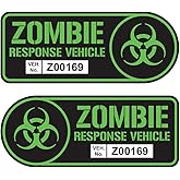 Zombie Response Vehicle Sticker Set Vinyl Decal Black & Lime Green Car Truck SUV Decal Badge Halloween