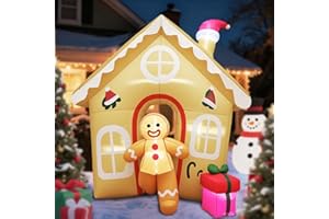 GARIG 6FT Christmas Inflatables The Runaway Gingerbread Man Outdoor Decorations, Christmas Blow Up Yard Decorations with Built-in LEDs for Xmax Outdoor Party, Yard, Garden
