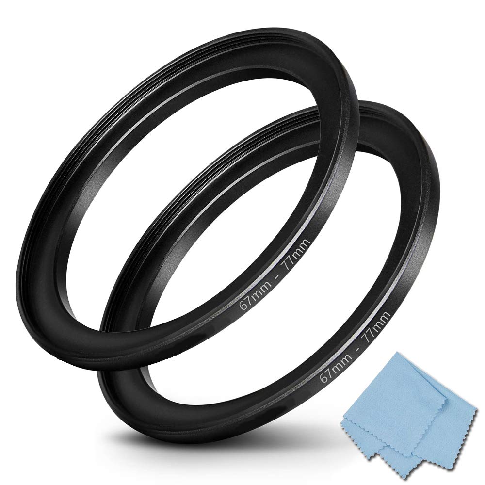 67mm Lens to 77mm Filter Step Up Ring, KOMET Camera Lens Filter Step-Up Ring 67mm-77mm Lens Converter Accessories (2 Packs)