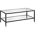 Henn&Hart 45" Wide Rectangular Coffee Table with Glass Shelf in Blackened Bronze, Modern coffee tables for living room, studio apartment essentials