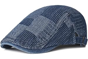 Quanhaigou Unisex Denim Newsboy Hats Flat Ivy Gatsby Cabbie Driving Berets Hat Cotton Dad Cap for Men Women
