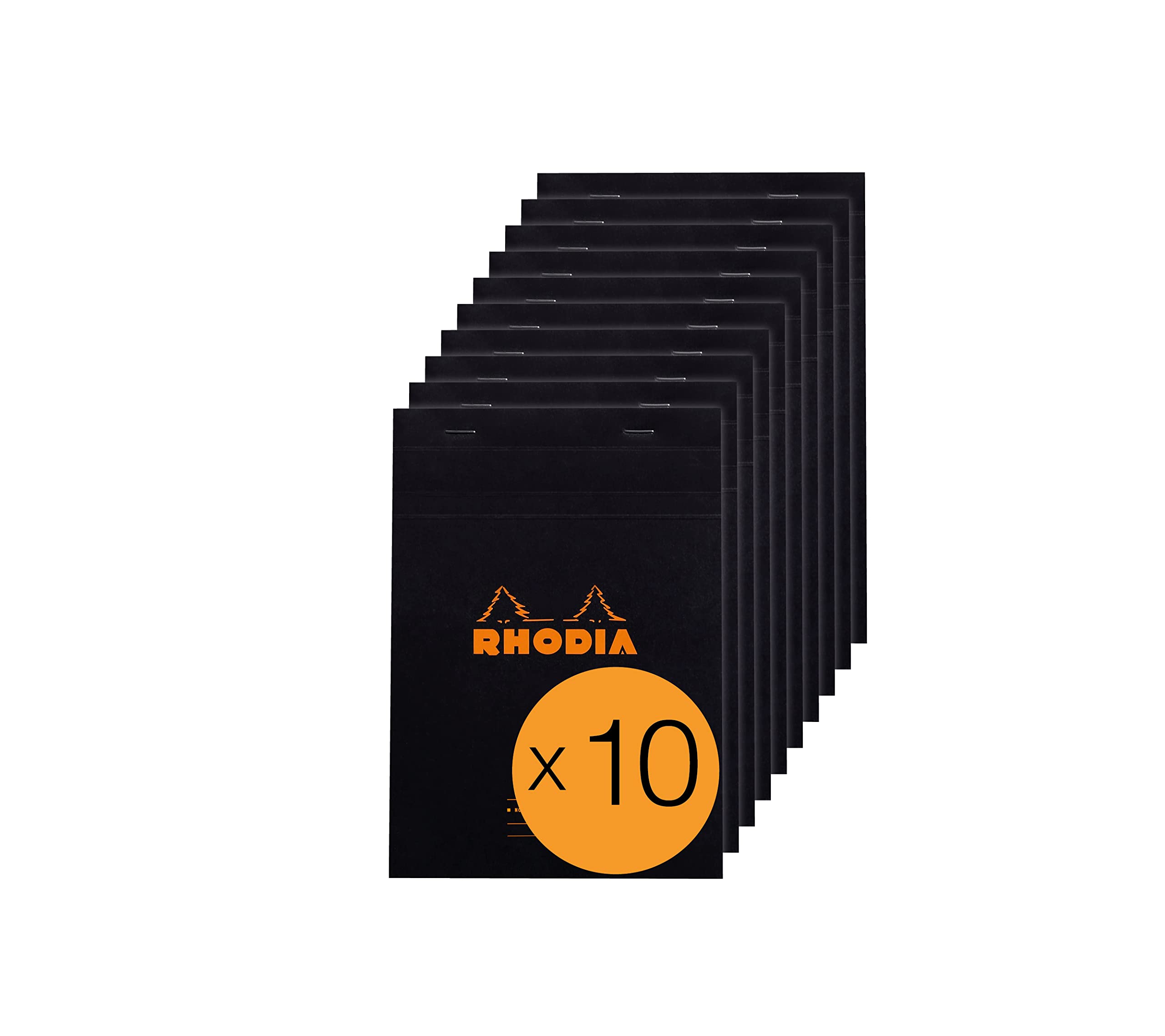 RHODIA 164009C - Stapled Notepad Meeting N°16 Black - A5 - Pre-Printed Date/Notes/Action - 80 Detachable Sheets - White Clairefontaine Paper 80 g/m² - Pack of 10 pads