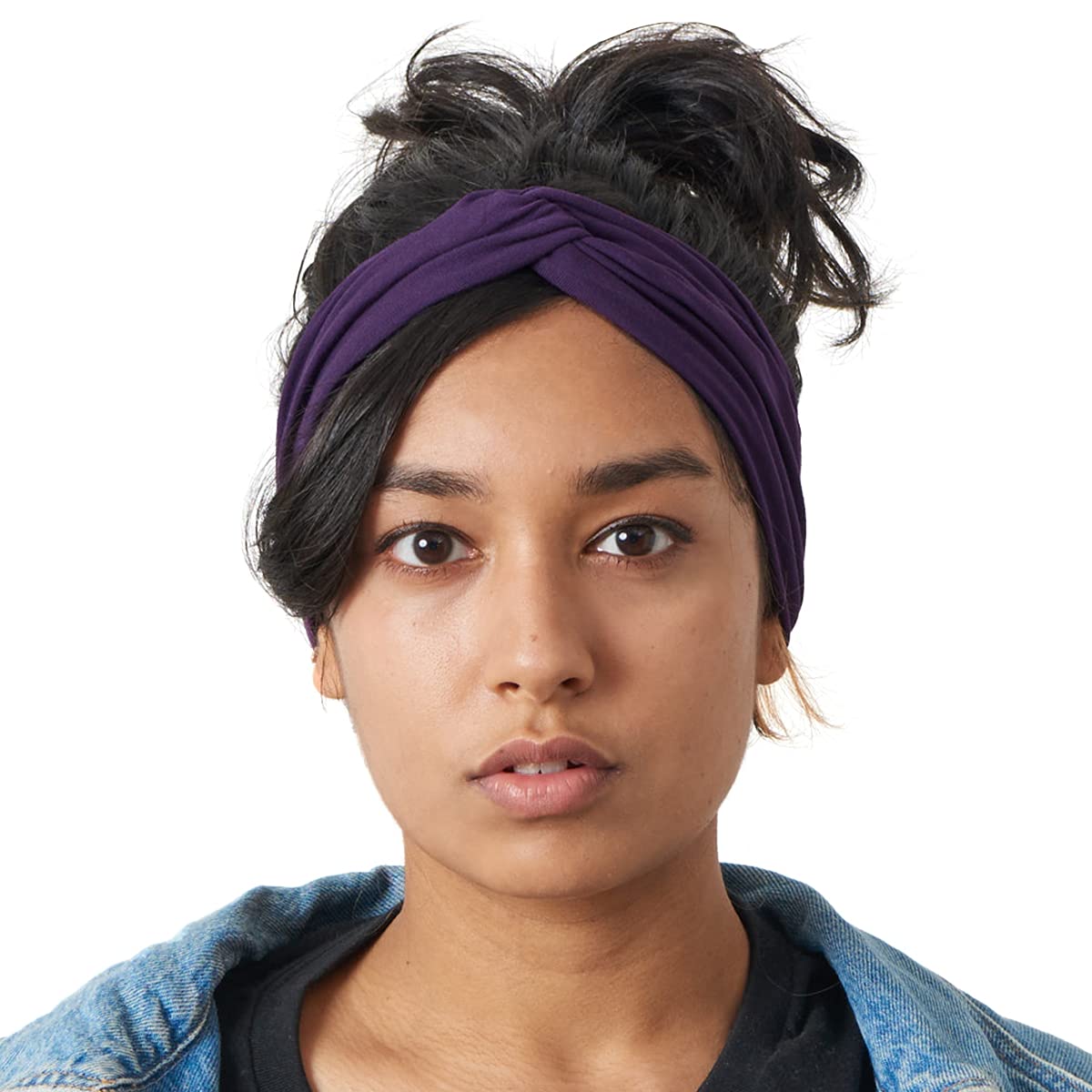 Multiuse Headband Hair Wrap for Women & Men, Casual Headwear & Wide Gym Wrap Headband Purple