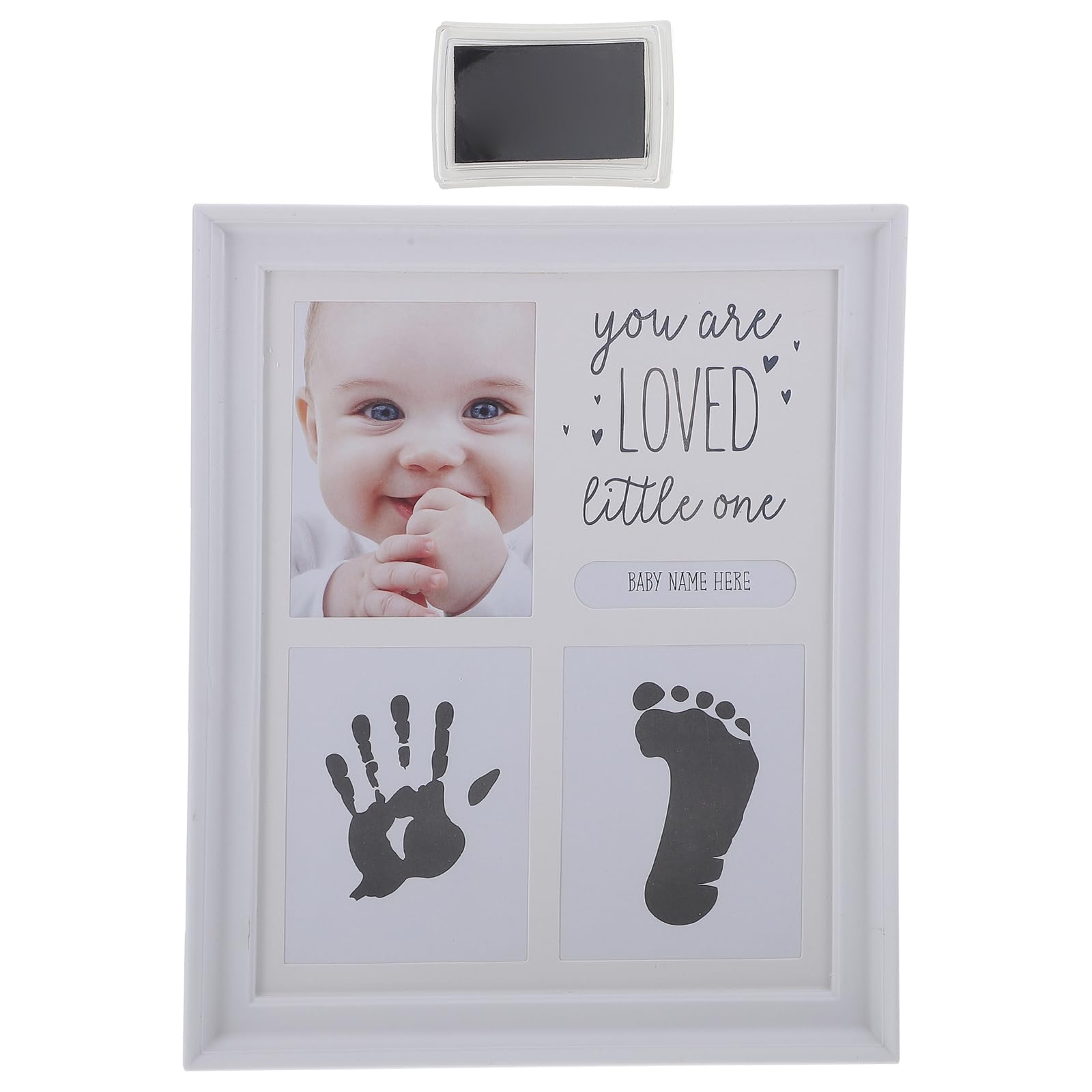 Toyvian Baby Mom Picture Frame Newborn Hand Print Picture Frame Baby Footprint Kit Foot Impression Photo Keepsake Handprint Ink Pad Photo Frame, White Infant