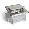 Lew Electric OB-1-SP Outdoor Pop Up Floor Box with GFI Outlet, Stainless Steel Top, Push Button Open | Top Dimensions: 6-7/8" x 5-11/16"