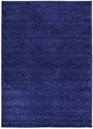 Shaggy Area Rugs Soft Touch Stain-Resistant Easy Care Carpet Solid Color Shag Area Rugs (3'x5', Navy Blue)