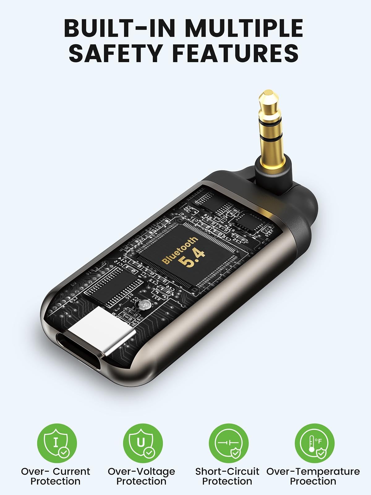 HVMLAK Air88 Aux Bluetooth 5.4 Adapter Auto, Empfänger mit Rotierbarem 3.5 Klinke, für Home Stereo, Musik Streaming, Freisprechanruf, Lautstärke und Spursteuerung, 12 Stunden Batterie 8