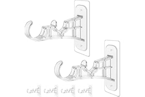Antimbee 6-Pack Double Curtain Rod Bracket, Adhesive No Drilling Curtain Rod Holders, Double Brackets Stick Nail Free No Drill Curtain Hangers Hooks for Living Room, Bathroom, Kitchen