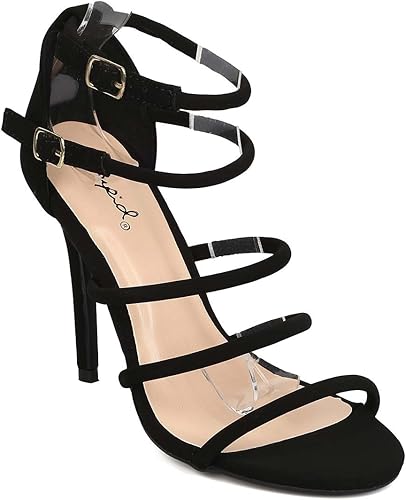 black strappy stilettos