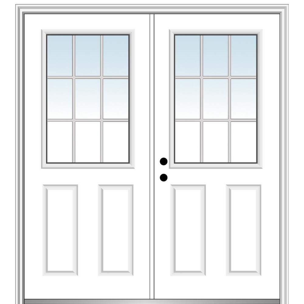 National Door Company, Exterior Double Door, Steel, 64" x 80", 1/2 Lite