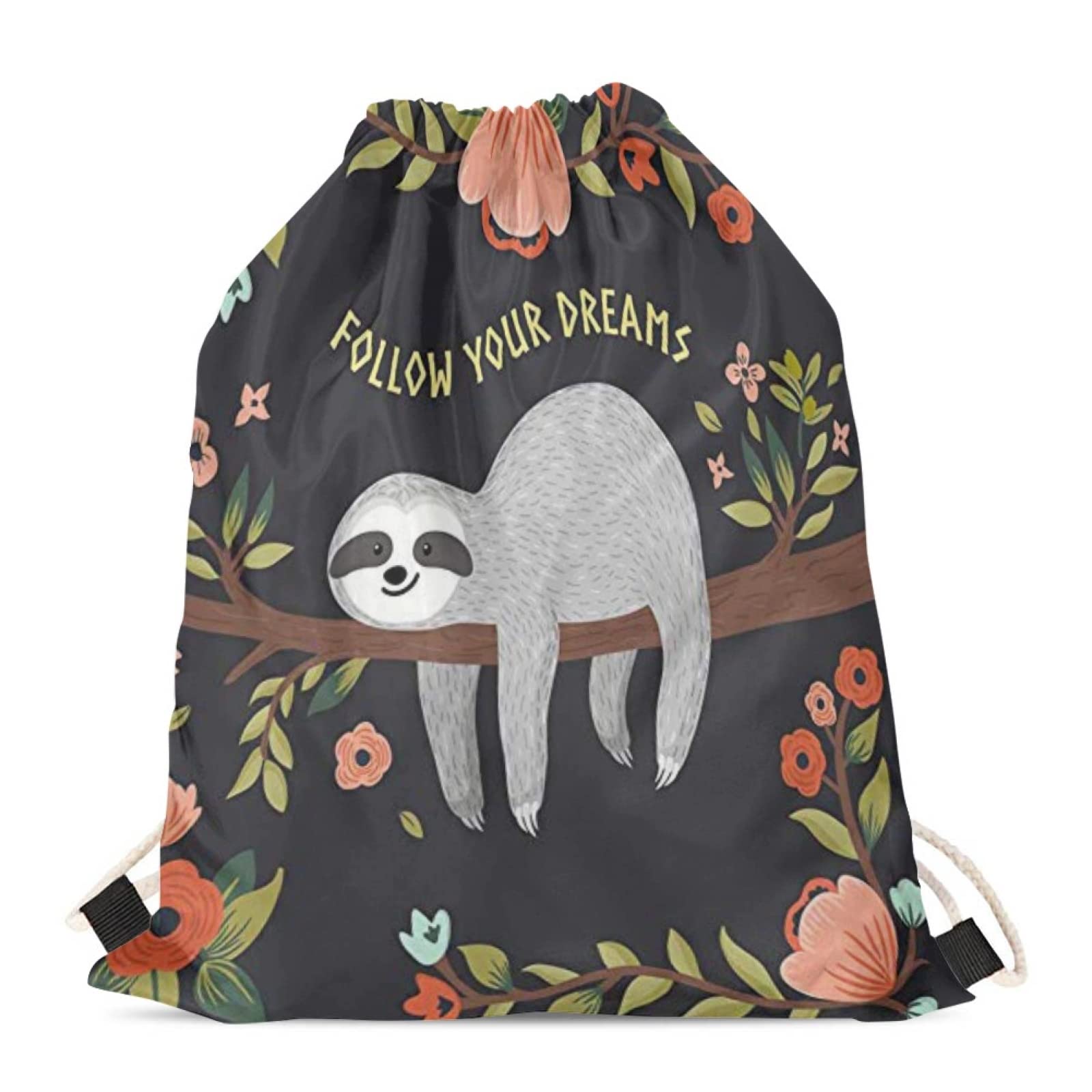 Showudesigns Sloth Gympack String Sack Drawstring Backpack for Women Beach Shopping