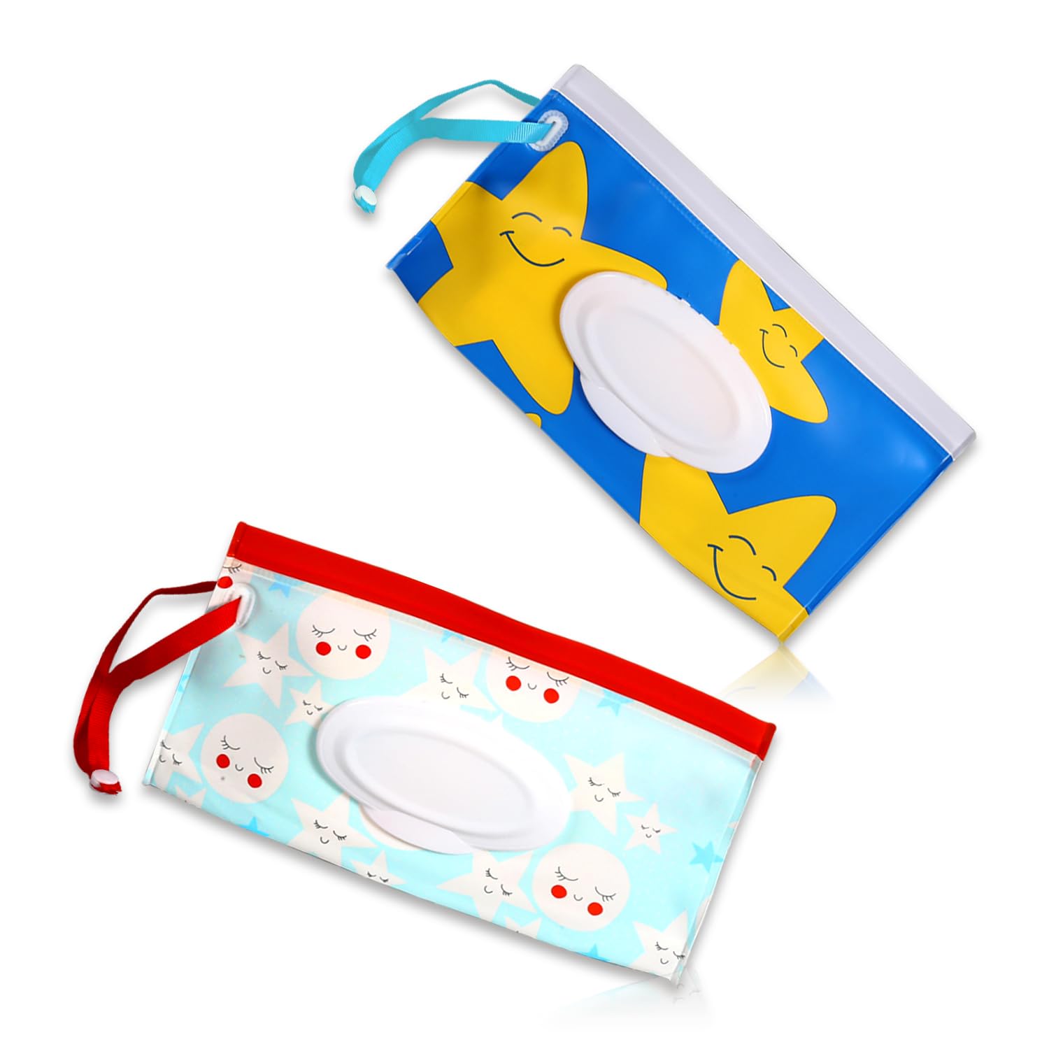 Rumyve 2pcs Reusable Travel Wet Wipe Dispenser, EVA Portable Bag and Box, Containers for On the Road, Home, Office