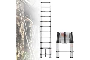 QIMU Telescoping Ladder Portable Extension Ladder 16.4FT Aluminum Telescoping Ladder with Non-Slip Feet, Multi-Purpose Lightweight Folding Ladder RV Collapsible Ladder for Home, 330 Lb Capacity, EN131