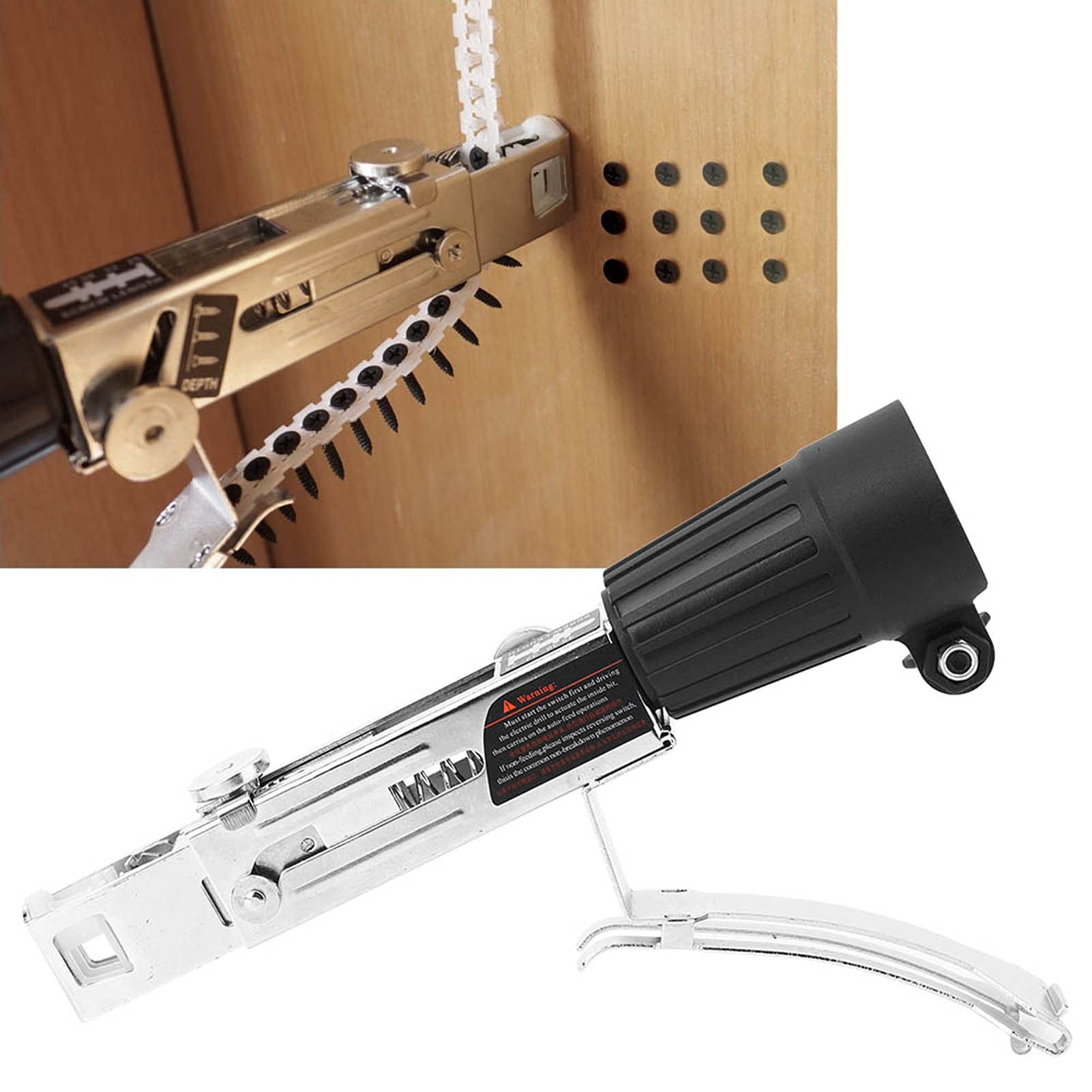 Fafeicy Chain Nail Gun Adapter, Stainless Steel Screw Adapter Screw Magazine for Drills, Electric Diamond