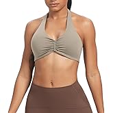Aoxjox Women's Workout Sports Bras Fitness Taylor Scrunch Halter Bra Yoga Crop Tank