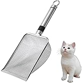 MITUMOMO Small Holes Cat Litter Scoop, Stainless Steel Cat Litter Scoop, Metal Cat Shovel, Kitty Metal Scooper, Non-Stick Dur