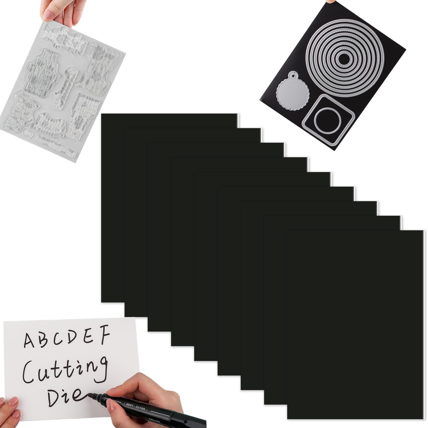 BAOFALI 10PCS Multi-Function Magnetic Storage Cards；Die and Stamp Storage Magnetic PanelsDouble-Sided White on one Side Surface Used as a Writing Boardstoring Stamps（5x6.875‘’ Thickness 0.7mm