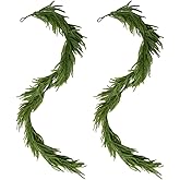 Melorca&Guilla Norfolk Pine Garland,2Pcs 6ft Real Touch Norfolk Pine Garland Realistic Christmas Garland for Christmas Decorations (2, 6ft-001)