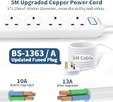 PARTH 5 Way Extension Lead 5M Surge Protected UK Plug Power Strip 13A Switch view 3