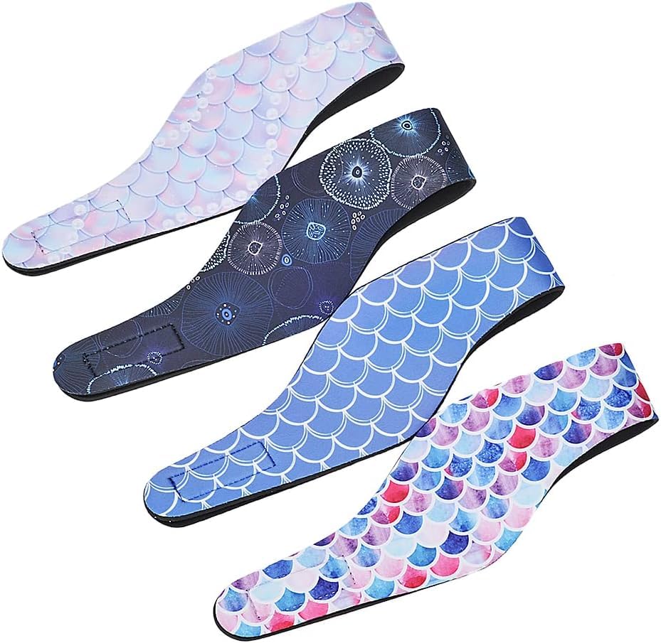 Photo 1 of 4 Pcs Swimming Headbands for Adults, Adjustable Swimming Ear Protection Bands Cute Cartoon Waterproof Swim Headbands for Women Swimmers Aged 12-18, Head Circumference 19.30-21.30 Inch