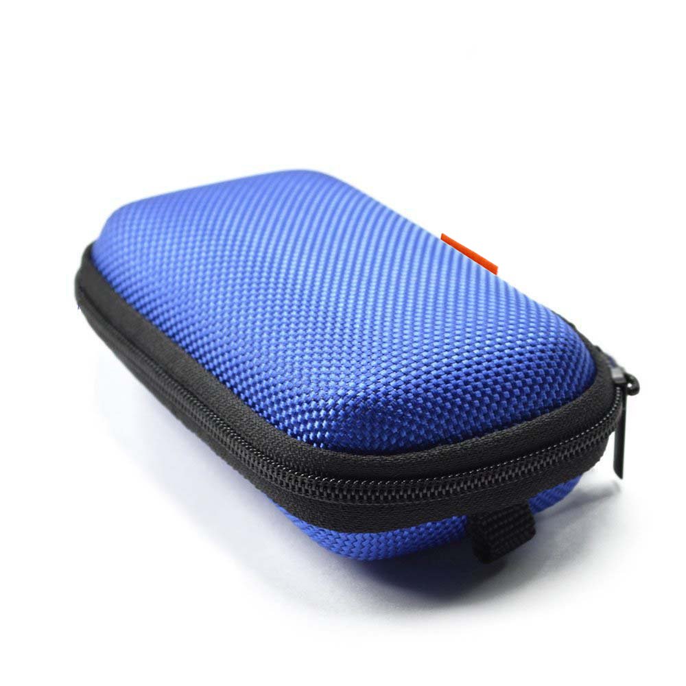Photo 1 of GLCON Earbud Carrying Case - Rectangle Shape Small Hard EVA Case, Mesh Inner Pocket, Durable Exterior - Lightweight Portable Universal Zipper Storage Bag for Wired Bluetooth Headset, Charger - Blue