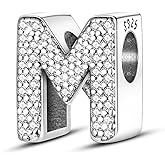 PARCOM Letter Charms Fits Pandora Bracelets S925 Sterling Silver Initial Charms for Bracelets Alphabet A-Z Letters Bead Bracelets Necklace Pendent with Cubic Zirconia for Women Birthday Ceremony DIY Jewelry