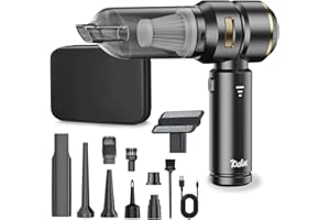 KISFAM Aspiradora para Auto, Aspiradora Mini de Alta Potencia 22000PA, Recargable Aspiradora de Mano, Soplador de Aire Inalámbrico y Aire Comprimido Portátil para Coche y Hogar (Dorado Negro)