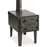 Guide Gear Outdoor Wood Burning Stove; Portable with Chimney Pipe for Cooking and Camping