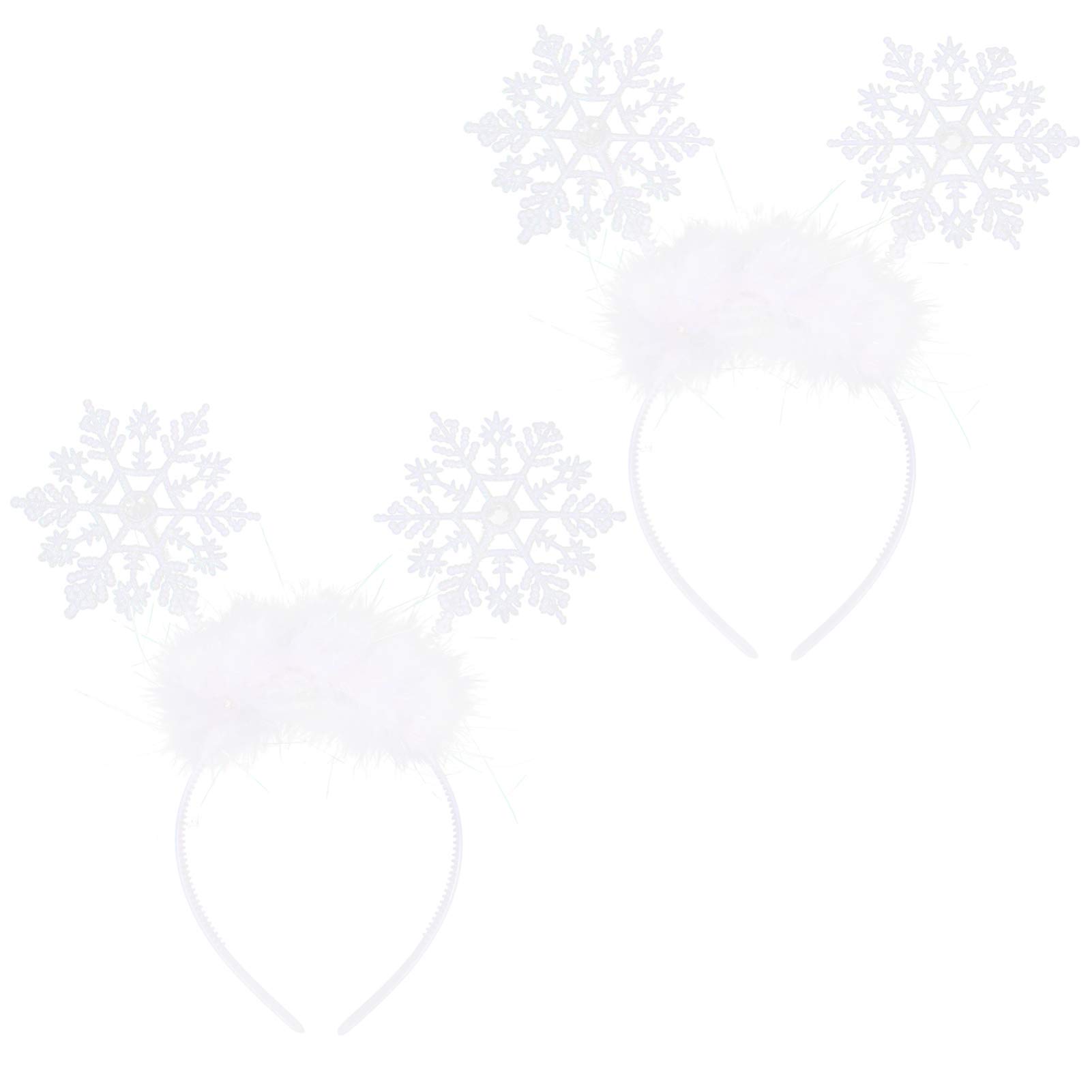 FRCOLOR Snowflake Headband for Women,Feather Christmas Head Boppers Christmas Hair Hoop Snowflake Hairband Hair Accessories,2pcs