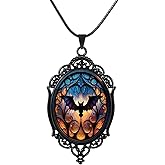 HPMAISON Gothic Necklaces for Women Vintage Crows Necklace Goth Jewelry Black Choker Accessories Dresses Halloween Costume Chain Vampire Satan Demon Pendant Mystic Gifts